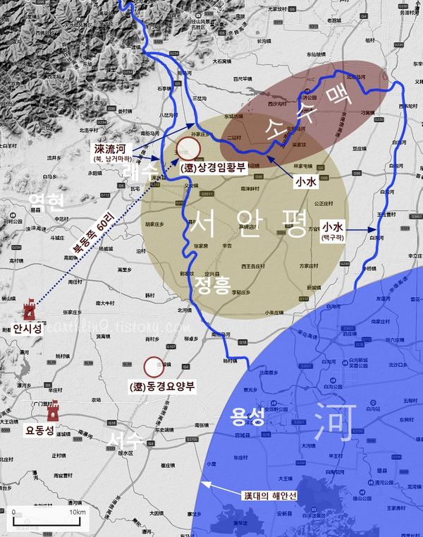 요동군 서안평의 위치를 나타낸 고대사 지도.