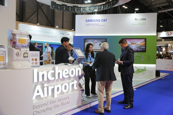 스페인 마드리드에서 열린 '여객터미널 엑스포'(PTE)에 마련한 인천공항 부스.[인천국제공항공사]