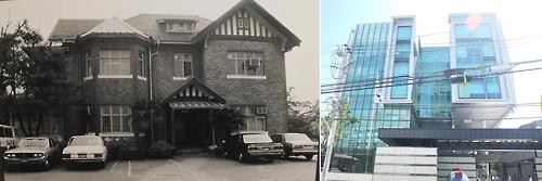 서갑호 회장이 1951년부터 사저를 주일본대한민국대표부 공관으로 무상 대여했고(사진 좌), 1962년에 기증을 해 국교정상화 후 정식 대사관으로 승격됐다. 2013년 재건축한 주일한국대사관(사진 우)