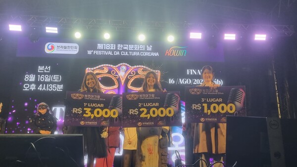 복면 여가왕 1.2.3등 수상자 Charla, Jessica,김삼순(왼쪽부터)