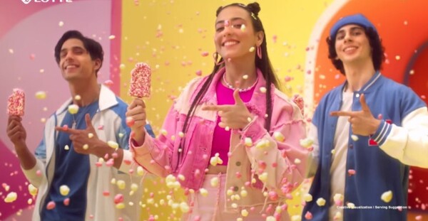 인도에서 방영된 한국산 아이스크림 광고 영상. [출처=롯데웰푸드]