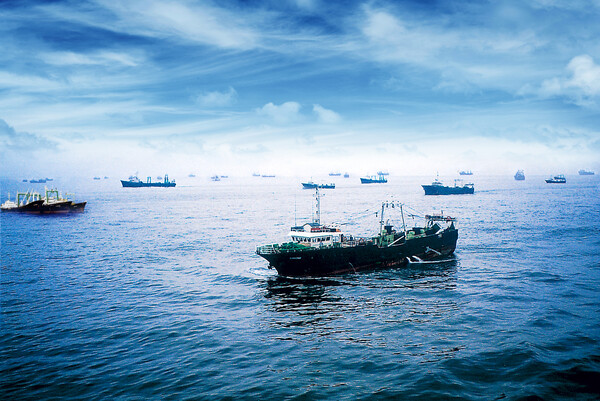 아프리카 어장에서 1987년 해상회의를 하기 위해 주변으로 모여든 인터불고 선박들.