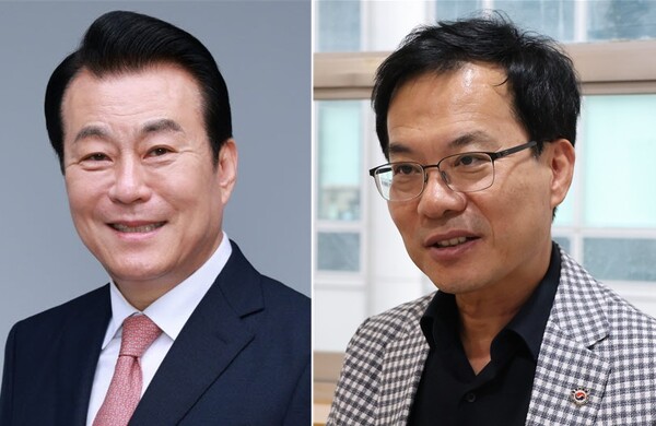 세계한인회장대회 민간 운영위원장에 입후보한 고상구 세계한인총연합회 회장(왼쪽)과 고탁희 중국한국인회총연합회 회장.