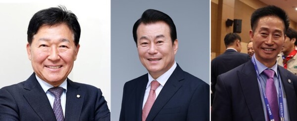 (왼쪽부터) 박종범 월드옥타 회장, 고상구 세한총연 회장, 서정일 미주총연 회장. 